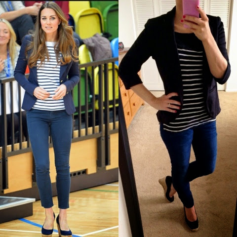 Kate Middleton blazer and stripe look for less