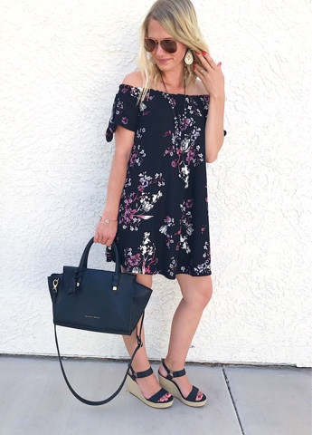 Thrifty Wife, Happy Life- floral off the shoulder dress