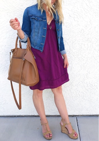 Thrifty Wife, Happy Life- Purple empire waist dress/ mom style
