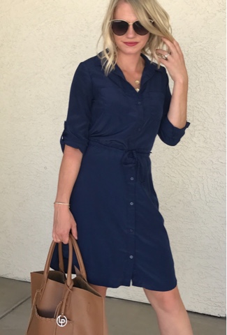 Thrifty Wife, Happy Life || Blue shirt dress || Teacher outfit