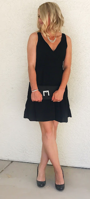 Thrifty Wife, Happy Life | Simple black dress accessorized with rhinstones