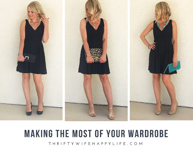 Thrifty Wife, Happy Life | Making the Most of your Wardrobe | 3 ways to accessorize a simple black dress for a special occasion