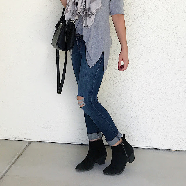 Thrifty Wife, Happy Life- Distressed jeans and black ankle boots