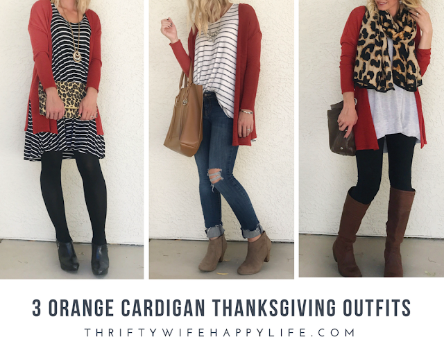 Thrifty Wife, Happy Life-3 Orange Cadigan Thanksgiving Outfits