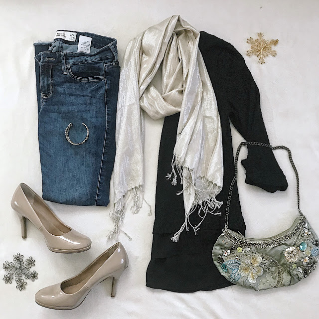 Thrifty Wife, Happy Life- Outfit Planning with Metallic scarf and purse