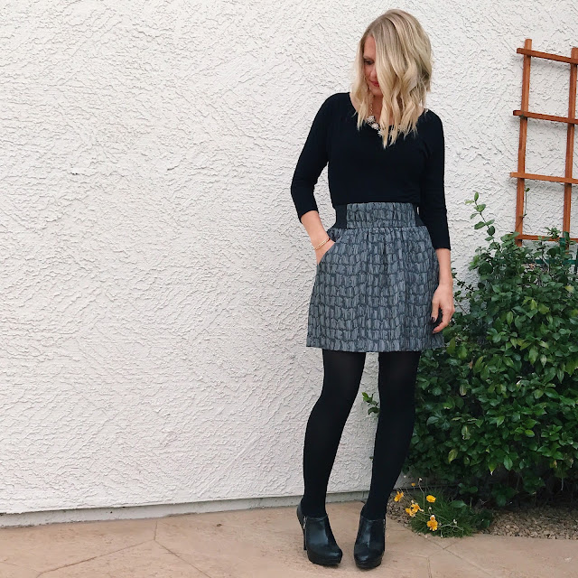 Thrifty Wife, Happy Life- NYE outfit inspiration with metallic skirt