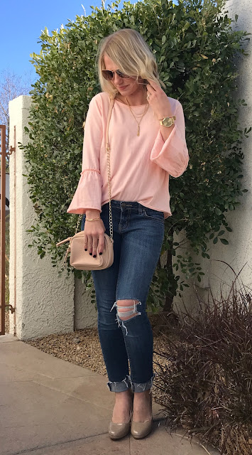 Thrift Wife, Happy Life || Blush bell sleeve top