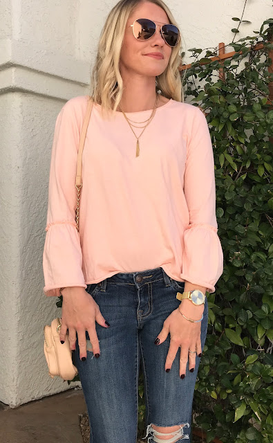 Thrift Wife, Happy Life || Blush bell sleeve top