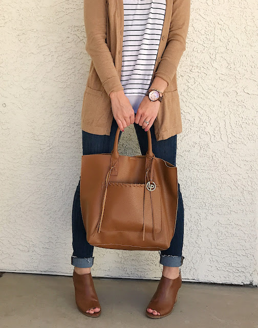 Thrifty Wife, Happy Life || Thrifted outfit styled with a wooden watch