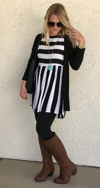 Thrifty Wife, Happy Life || dress with leggings and boots