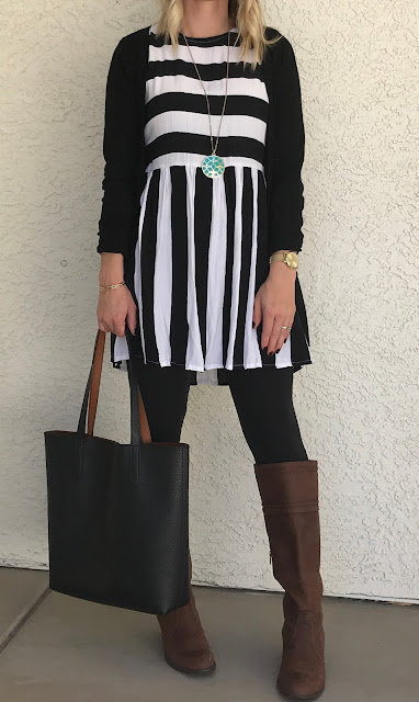 Thrifty Wife, Happy Life || dress with leggings and boots