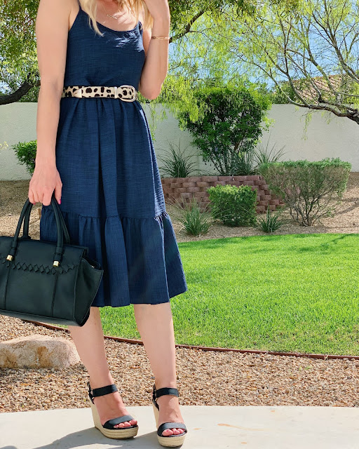 Restyling your wardrobe- ruffled dress with leopard belt