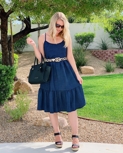 Restyling your wardrobe- ruffled dress with leopard belt
