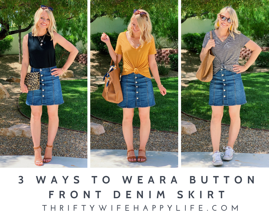 3 ways to wear a button front skirt