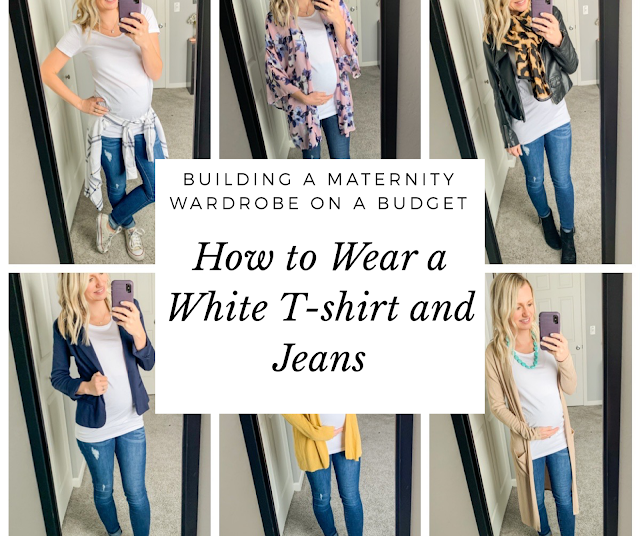 How to wear a maternity white t-shirt and maternity jeans