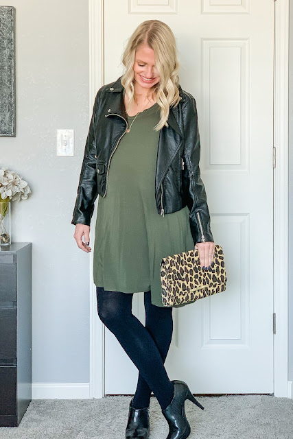 How to style a spring dress for winter with a moto jacket