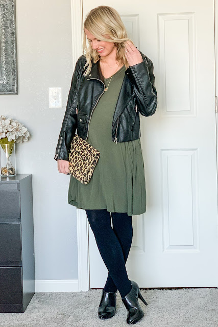 How to style a spring dress for winter with a moto jacket