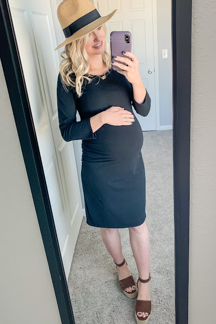 Fitted black maternity dress