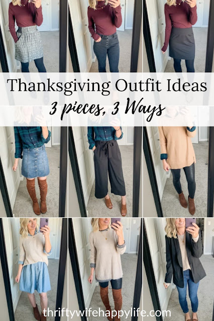Thanksgiving outfit ideas with 3 pieces styled 3 ways