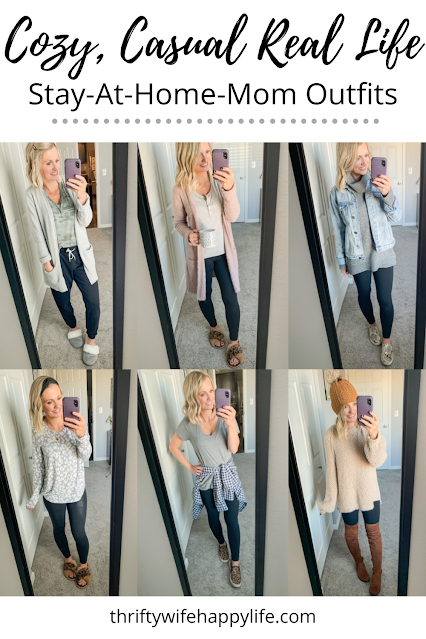 Cozy, Casual Real Life Stay-at-Home-Mom Outfits || Thrifty Wife Happy Life