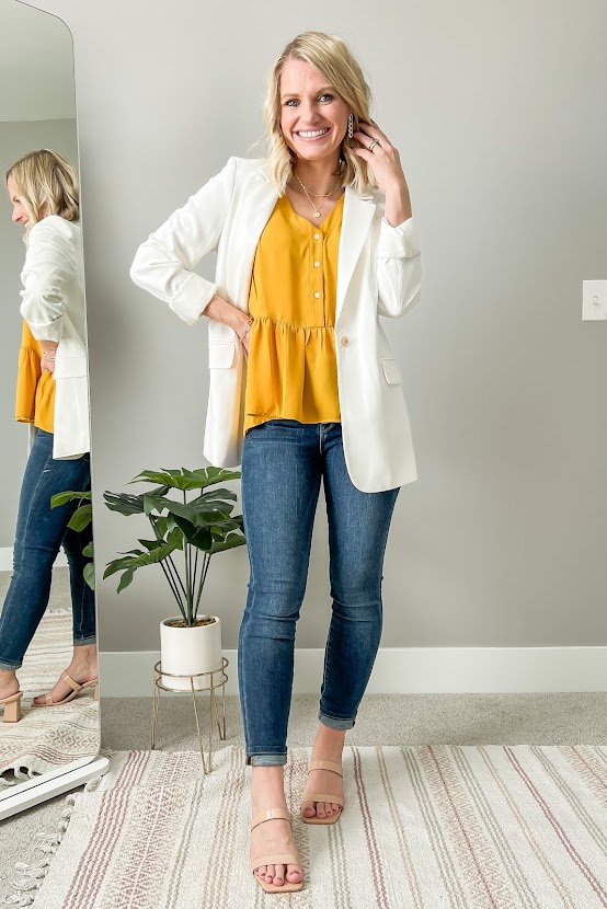 Yellow shirt with a blazer