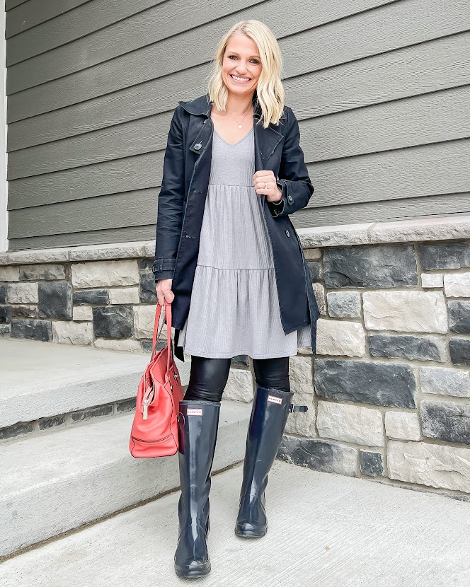 Spring dress with rain boots