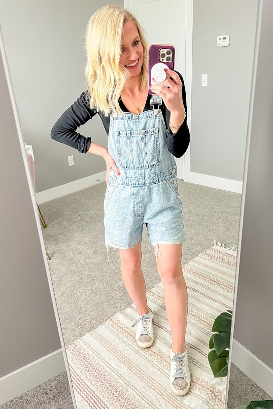 Overall long sale shorts