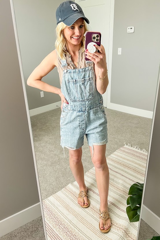 Overalls with baseball cap and tank