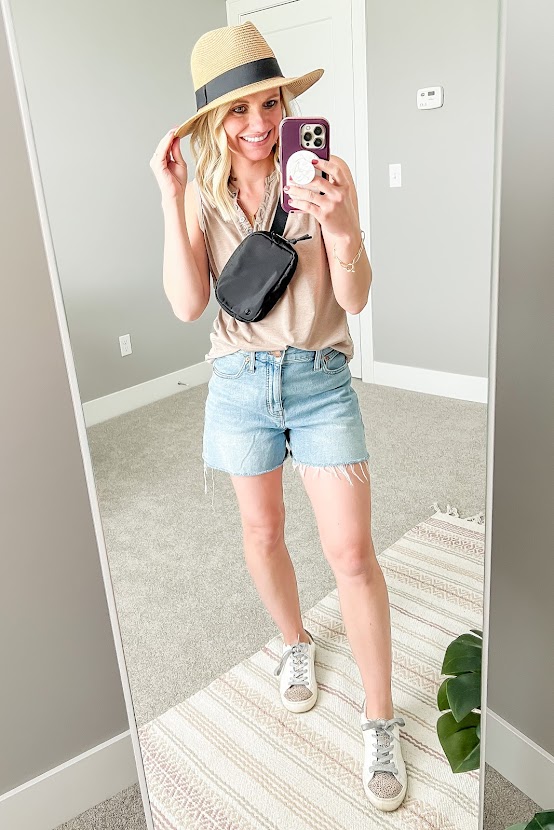 Jeans shorts and tank top