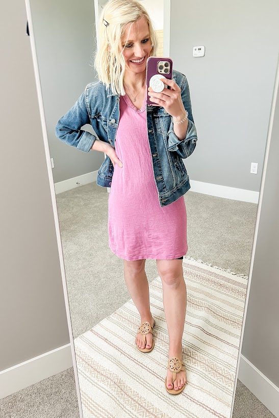 pink t-shirt dress