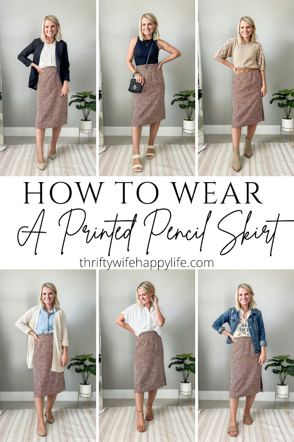 How To Wear A Printed Pencil Skirt - Thrifty Wife Happy Life