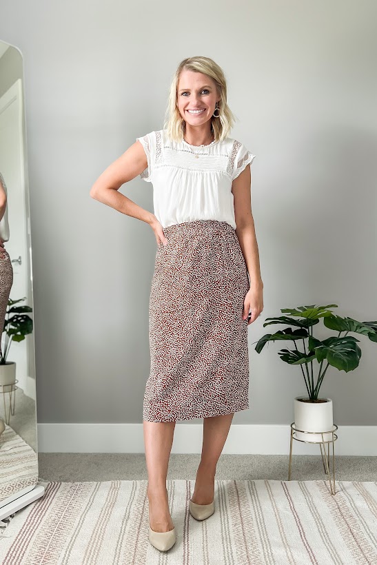 How To Wear A Printed Pencil Skirt - Thrifty Wife Happy Life