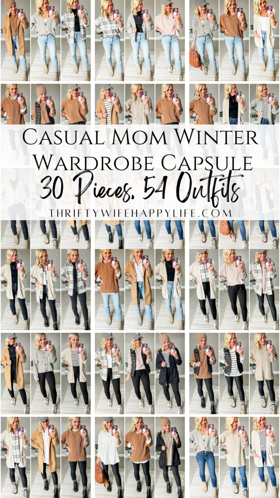 Neutral Work Winter Capsule Wardrobe: 15 Pieces, 20 Outfits