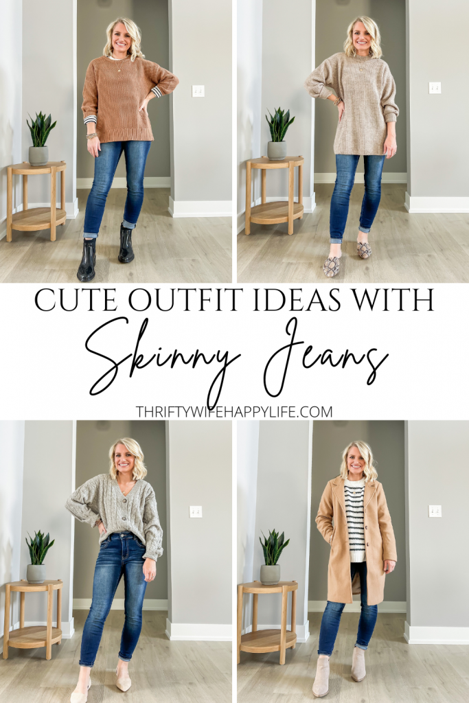 4 outfits with skinny jeans and sweaters