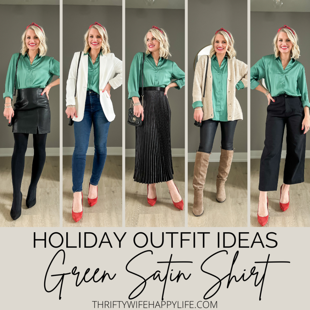 Outfits with green satin shirts