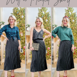 holiday outfits with a pleated skirt