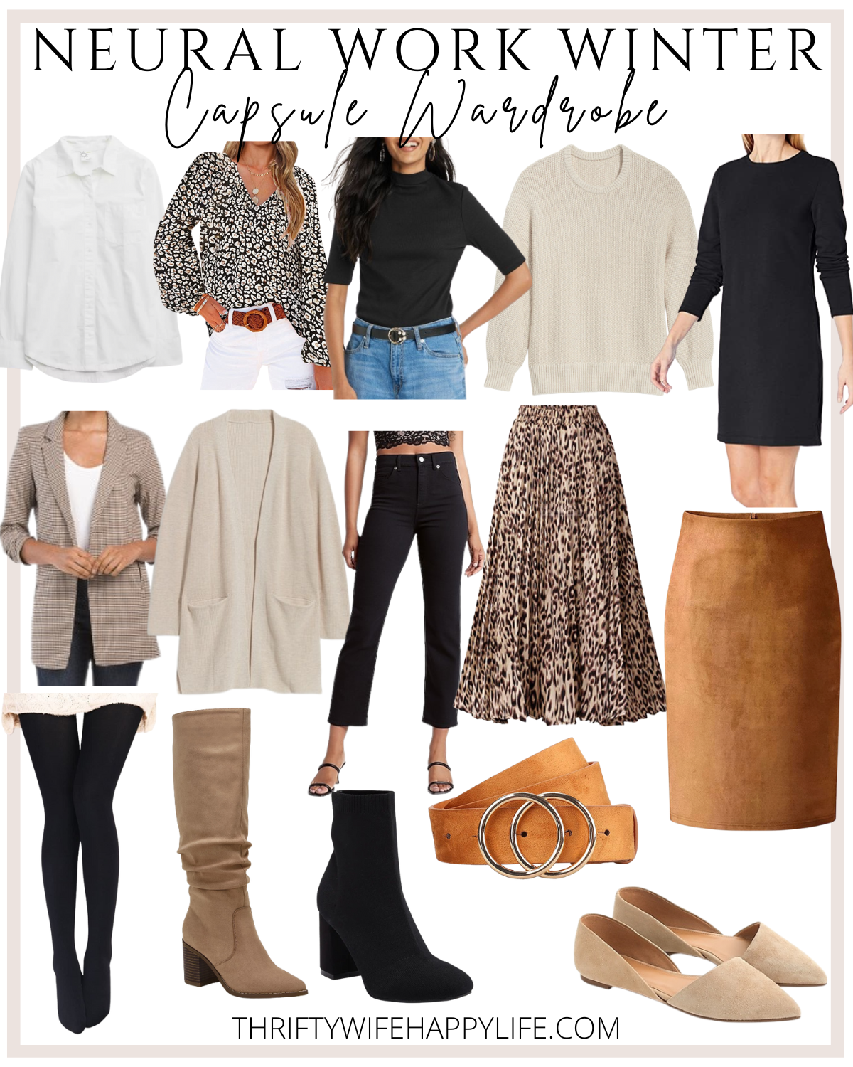 Neutral Work Winter Capsule Wardrobe: 15 Pieces, 20 Outfits