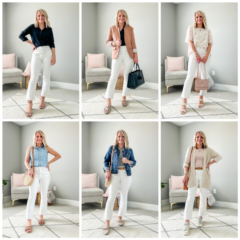 How to Wear White Cropped Flare Pants for Spring - Thrifty Wife Happy Life