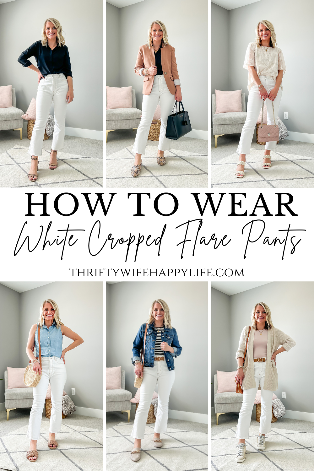 How to Wear White Cropped Flare Pants for Spring - Thrifty Wife Happy Life