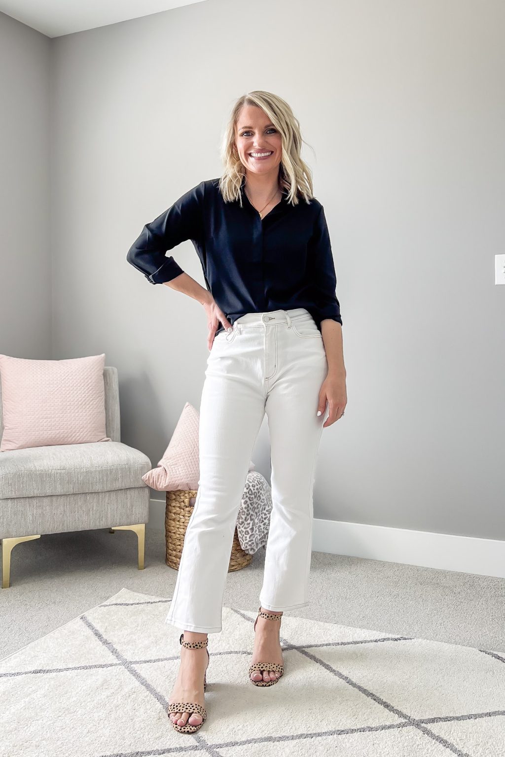 How to Wear White Cropped Flare Pants for Spring - Thrifty Wife Happy Life