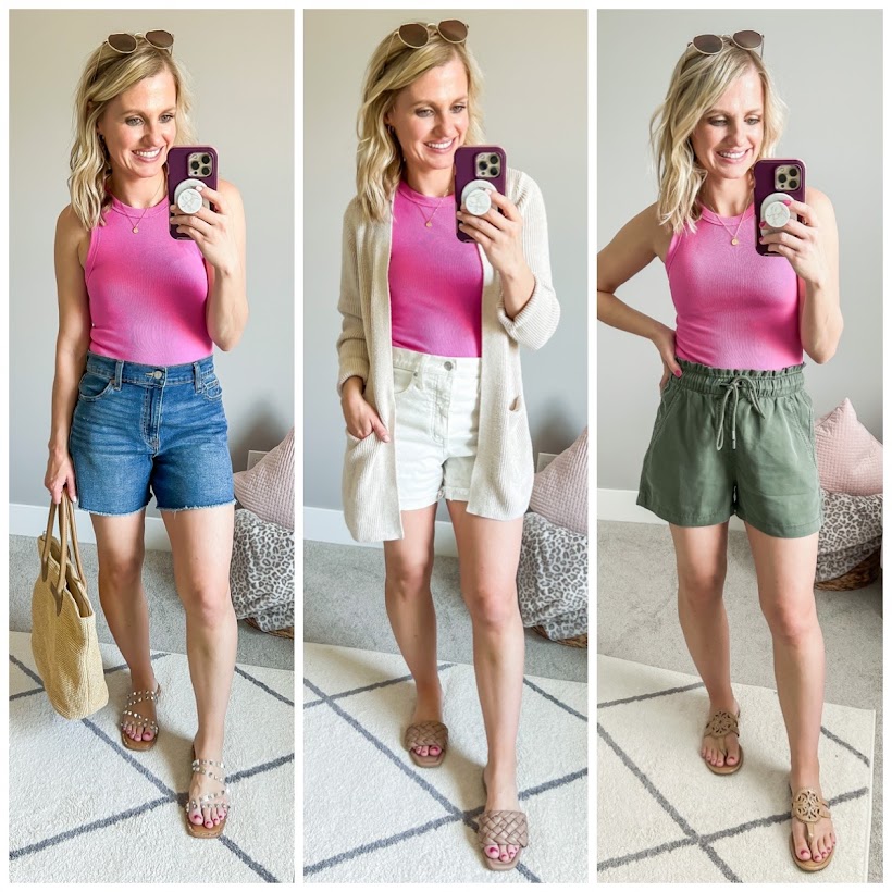 3 ways to wear a pink tank top for summer! 