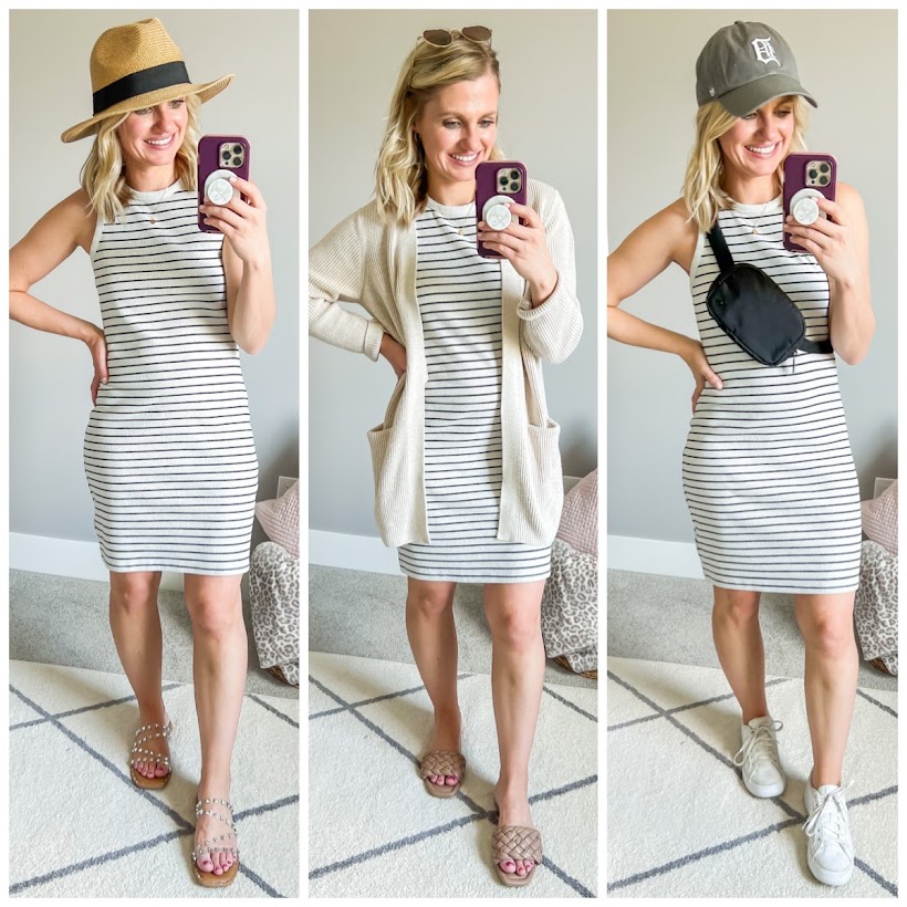 3 ways to wear a striped tank dress for summer. 