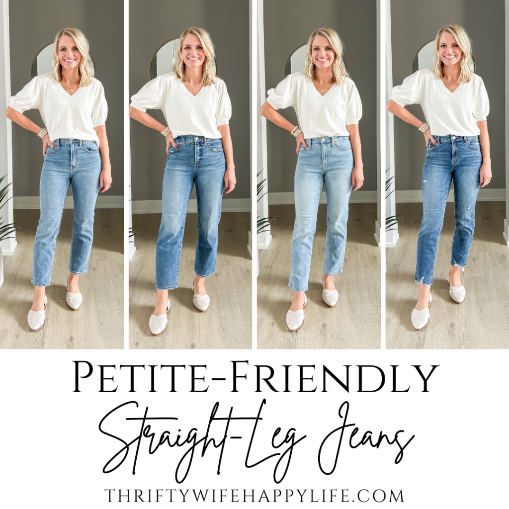 How to Style Straight Leg Jeans for Petites  Straight leg jeans outfits,  Jeans for short women, Petite outfits