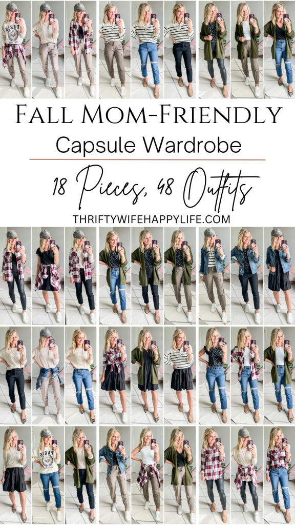 Fall mom capsule wardrobe: 18 pieces, 48 outfits