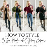 How to style Chelsea boots with different bottoms.