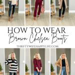 6 outfit ideas styling brown Chelsea boots for winter.