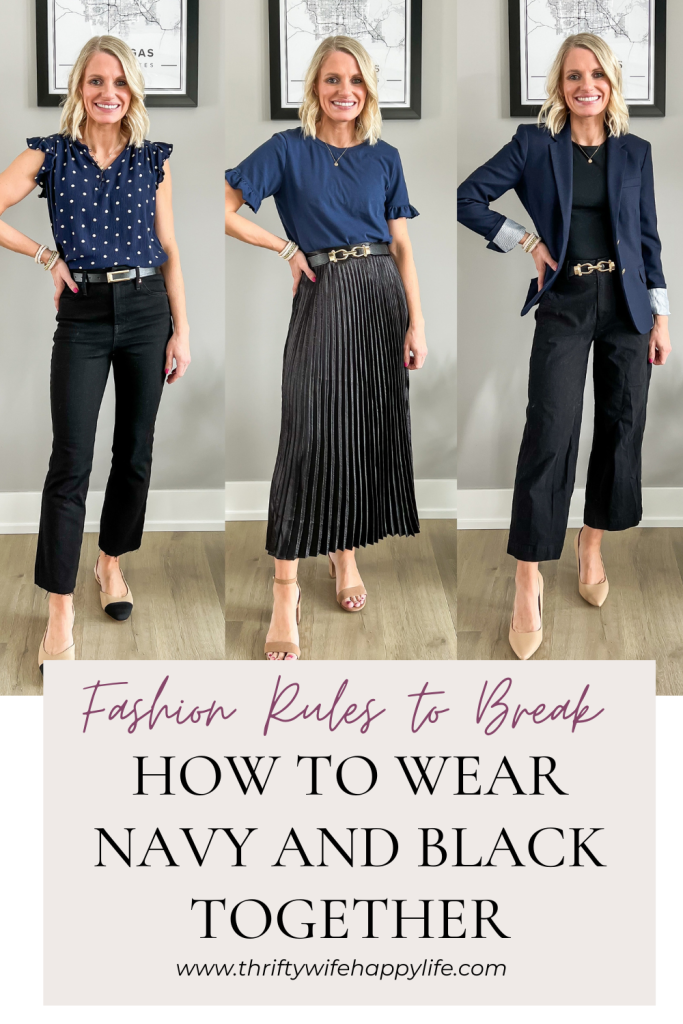 3 outfit ideas styling navy and black together