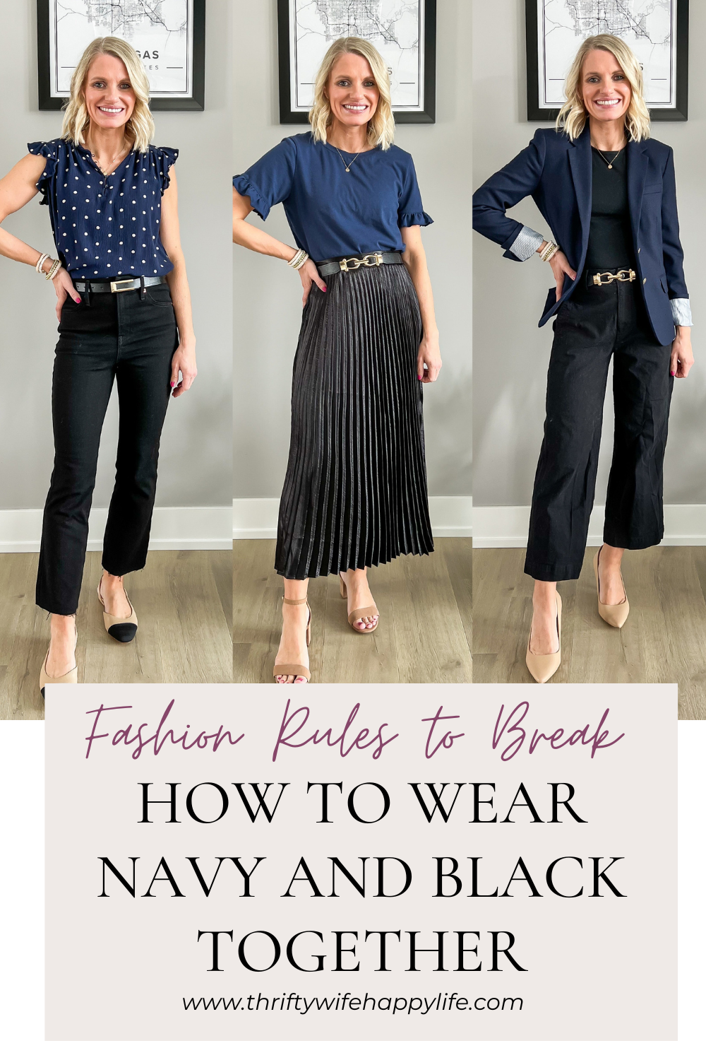 Fashion Rules to Break- How to Wear Navy and Black Together - Thrifty ...