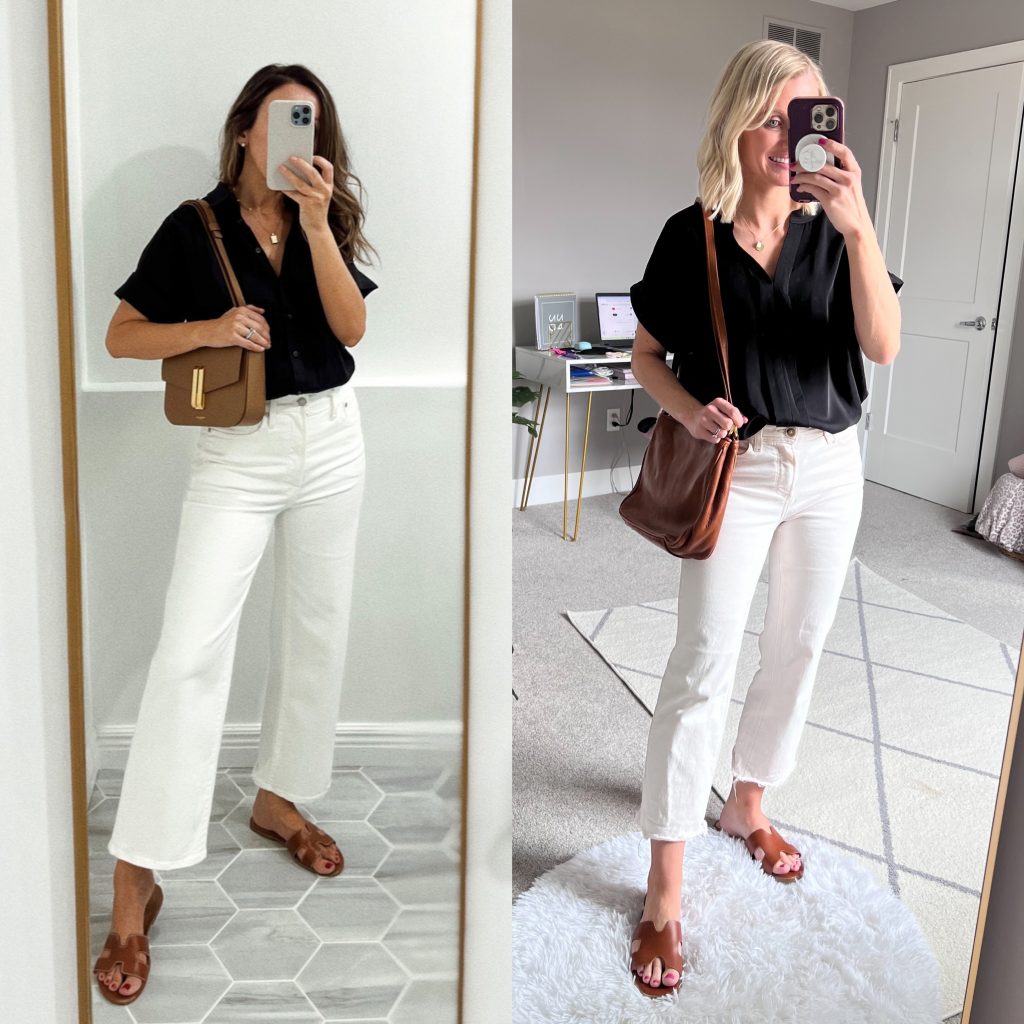 recreating a pinterest look white pants and black top