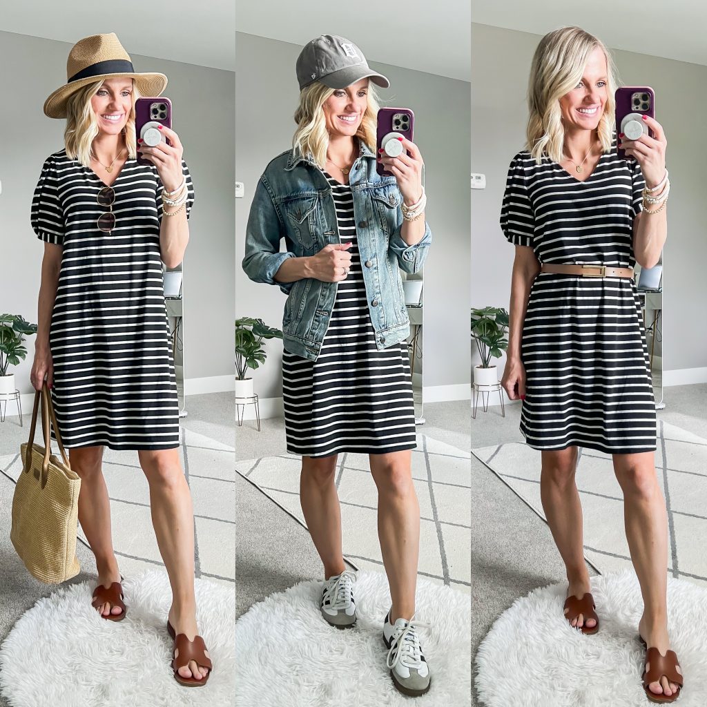 Summer Mom Capsule Wardrobe with black and white dress as a base